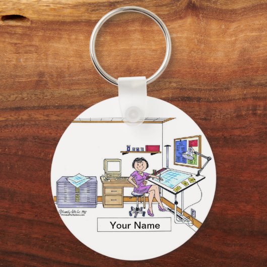 アーキテクパーソナライズされたト – エンジニア、女性マンガ キーホルダー (正面)