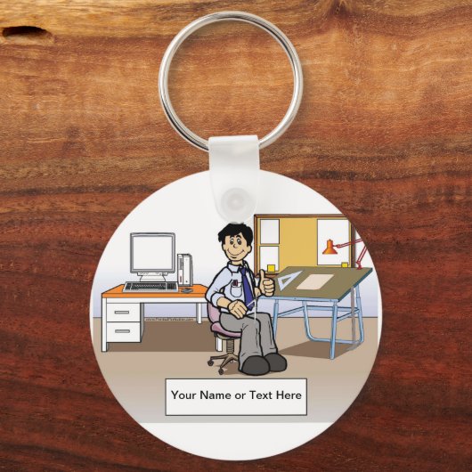 アーキテクパーソナライズされたト、エンジニア – 男性マンガ キーホルダー (正面)