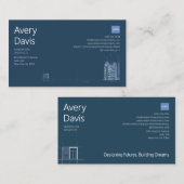 アーキテクモダント海軍とホワイトミニマリストの設計図 名刺 (正面/裏面)