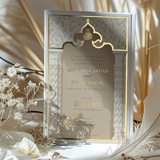 アーキテク華美チャルレース箔結婚式招待状 箔招待状