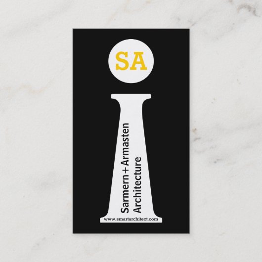 アーキテモダンクトブラック、ホワイト、イエローモノグラム 名刺 (正面)