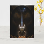 アーキディティなグリーティングカードの天使の翼の剣 カード (黄色い花)