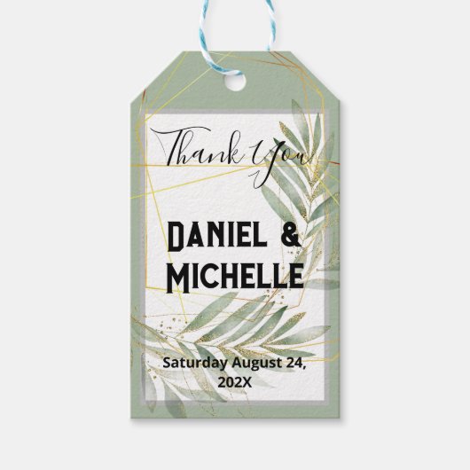 アーキモダンッドブラック金ゴールド結婚ズ植物学テーマ ギフトタグ (正面)