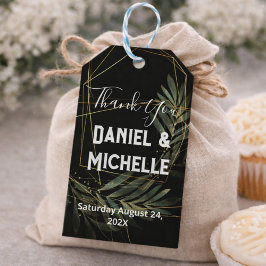 アーキモダンッドブラック金ゴールド結婚ズ植物学テーマ ギフトタグ