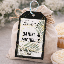 アーキモダンッドブラック金ゴールド結婚ズ植物学テーマ ギフトタグ
