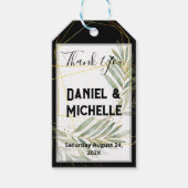 アーキモダンッドブラック金ゴールド結婚ズ植物学テーマ ギフトタグ (正面)