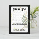 アーキモダンッドブラック金ゴールド結婚ズ植物学テーマ サンキューカード (スタンド正面)