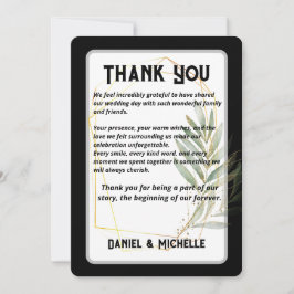 アーキモダンッドブラック金ゴールド結婚ズ植物学テーマ サンキューカード