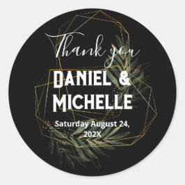 アーキモダンッドブラック金ゴールド結婚ズ植物学テーマ ラウンドシール