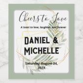 アーキモダンッドブラック金ゴールド結婚ズ植物学テーマ ワインラベル (シングルラベル)