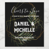 アーキモダンッドブラック金ゴールド結婚ズ植物学テーマ ワインラベル (シングルラベル)