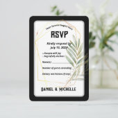 アーキモダンッドブラック金ゴールド結婚ズ植物学テーマ 出欠カード (スタンド正面)