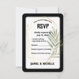 アーキモダンッドブラック金ゴールド結婚ズ植物学テーマ 出欠カード