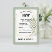 アーキモダンッドブラック金ゴールド結婚ズ植物学テーマ 出欠カード (スタンド正面)