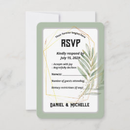 アーキモダンッドブラック金ゴールド結婚ズ植物学テーマ 出欠カード