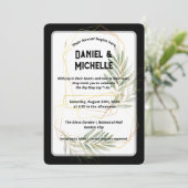 アーキモダンッドブラック金ゴールド結婚ズ植物学テーマ 招待状 (スタンド正面)