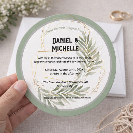 アーキモダンッドブラック金ゴールド結婚ズ植物学テーマ 招待状