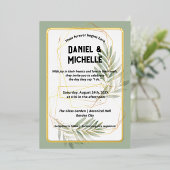 アーキモダンッドブラック金ゴールド結婚ズ植物学テーマ 箔招待状 (立ち正面)