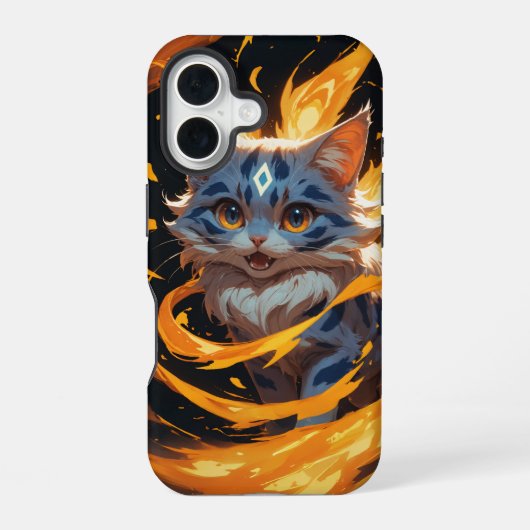 アーキーン12月:燃えさかる子猫 iPhone 16ケース (裏面)