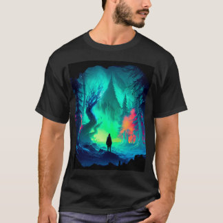 アークのオーロラボレアリスと共にある魔法の氷の森 Tシャツ