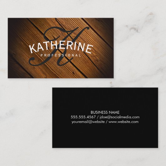 アーククラシック文字付きモノグラムウッドパネル 名刺 (正面/裏面)