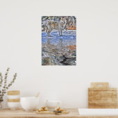 アークティックウルフ、雪&湖ワイルドライフアートポスター ポスター (キッチン)