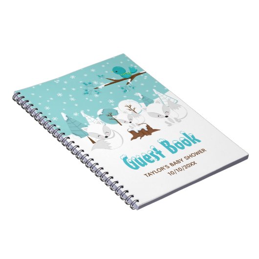 アークティックキツネウィンターベビーシャワーゲストブック ノートブック (右側)