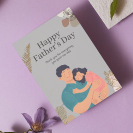 アークティックグレークラウンイラストレーションハッピーファーザーの日 ポストカード