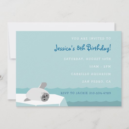 アークティックシール海チルドレン誕生日 招待状 (正面)