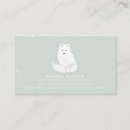 アークティックスノーキツネブルーベビーシャワーおむつラッフル エンクロージャーカード (正面)