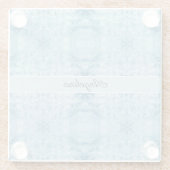 アークティックチル | 青と白の羽毛パターンカスタム ガラスコースター (裏面)