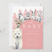 アークティックフレンズウィンターガールズベビーシャワー招待状 招待状 (正面)