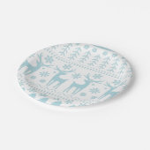 アークティックブルーフォークアートウィンターテーマ ペーパープレート (アングル)