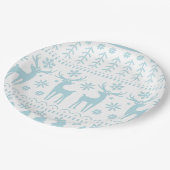 アークティックブルーフォークアートウィンターテーマ ペーパープレート (アングル)