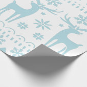 アークティックブルーフォークアートウィンターテーマ ラッピングペーパー (角)