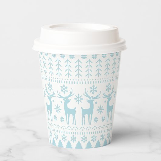 アークティックブルーフォークアートウィンターテーマ 紙コップ (正面)