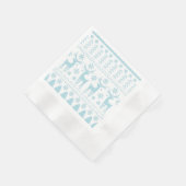 アークティックブルーフォークアートウィンターテーマ 縁ありカクテルナプキン (角)