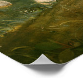 アークティックヘアーズカップル景観水彩油 ポスター (角)