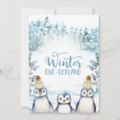 アークティックペンギンズウィンターオネダーランド誕生日 招待状 (裏面)