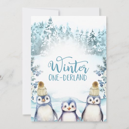 アークティックペンギンズウィンターオネダーランド誕生日 招待状 (裏面)