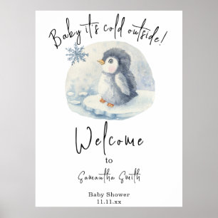 アークティックペンギン歓迎ベイビーシャワー ポスター
