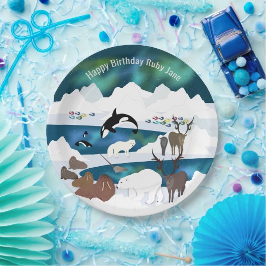 アークティックポーラベアトナディアヴァルスオルカナルファルキツネ ペーパープレート (パーティー)