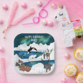 アークティックポーラベアトナディアヴァルスオルカナルファルキツネ ペーパープレート (パーティー)