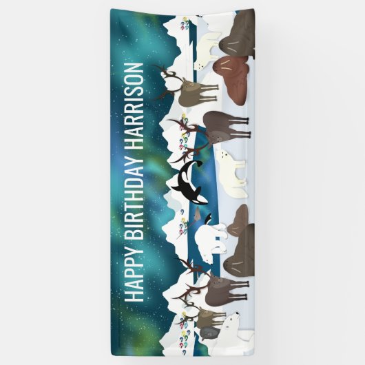 アークティックポーラベアトナディアヴァルスオルカナルファルキツネ 横断幕 (縦)