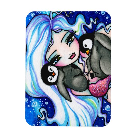 アークティックマーメイドベビーペンギンズバイハンナリン マグネット (縦)