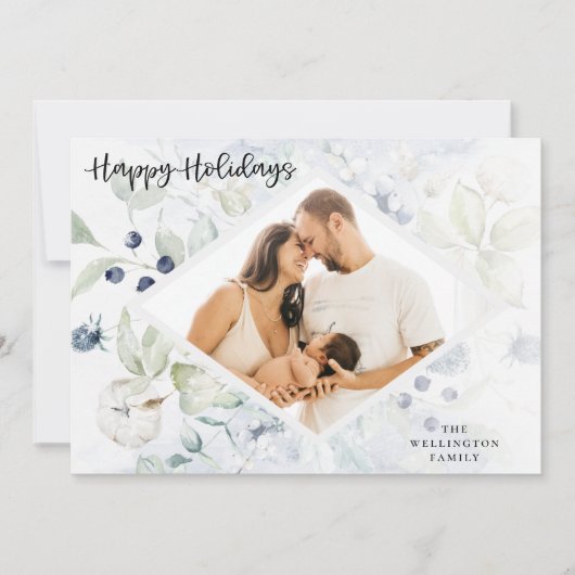 アークティック ウィンター ボタニカル フォト での楽しいホリデーシーズン シーズンカード (正面)