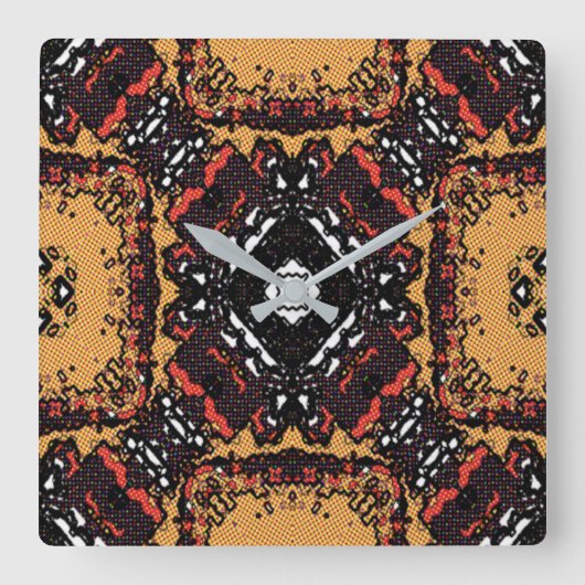 アークラシックストーンゴールデンブラウンズ旧世界パターン スクエア壁時計 (正面)