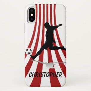 アーク赤と白スサッカー選手デザイン iPhone X ケース