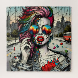 アーグランジト |フラクチャされた女性抽象芸術 ジグソーパズル