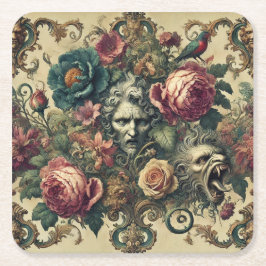 アーケインアトリエ – ゴシック様式バロック装飾用クッション スクエアペーパーコースター